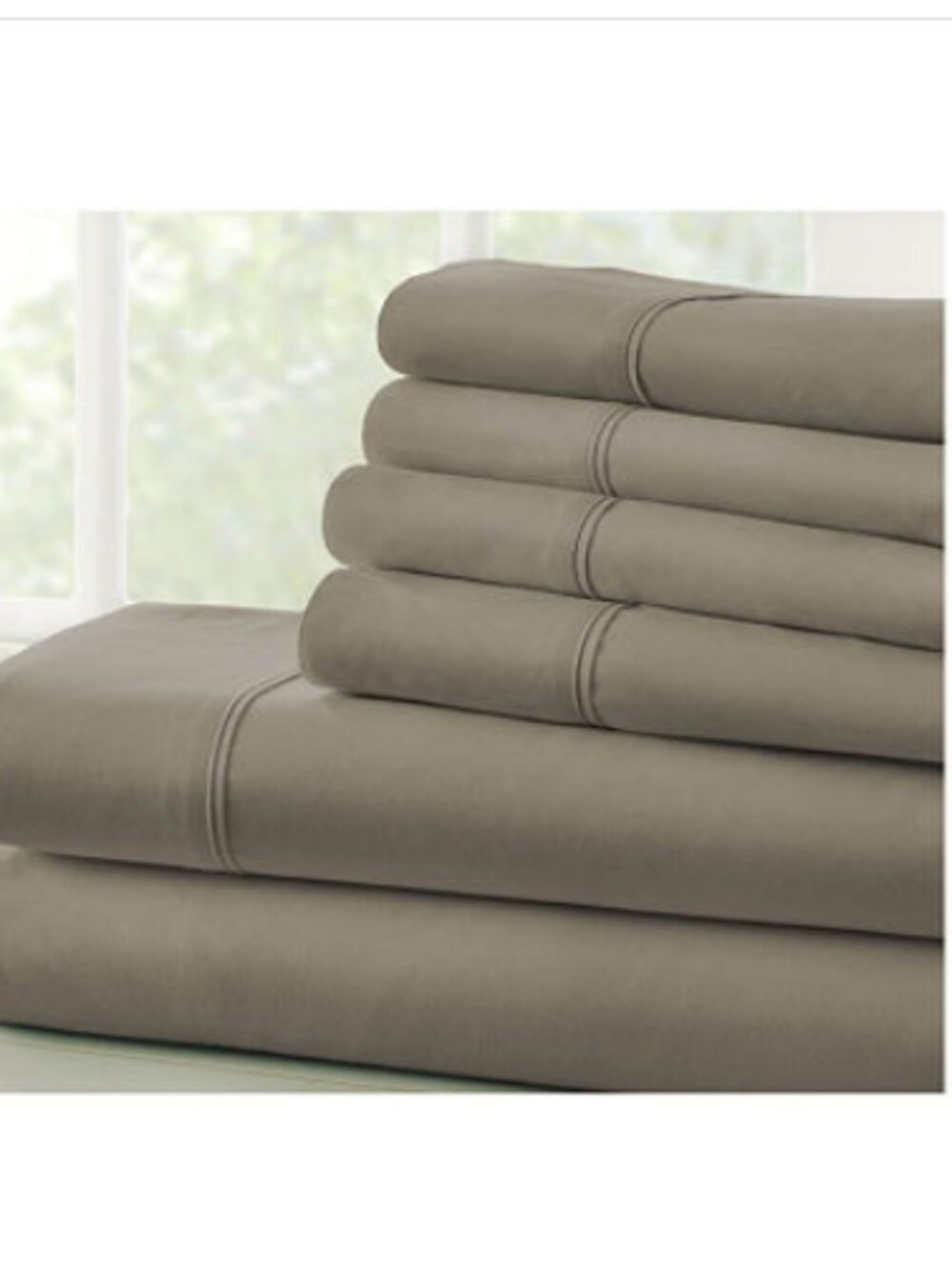 6-Piece Taupe Solid Microfiber King Sheet Set